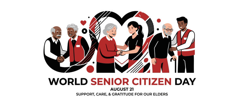 World Senior Citizen Day Illustration: Elders & Caregivers, Support & Gratitude
