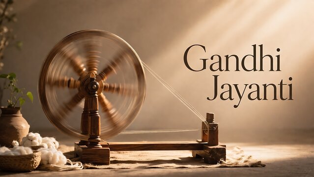 Spinning wheel or charkha for gandhi jayanti celebration
