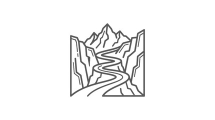 Fototapeta premium Creative Minimalist Mountain Trail Sketch Art in Monochrome for Outdoor Adventure Branding with high quality professional line art symbols for modern creative design and digital branding projects