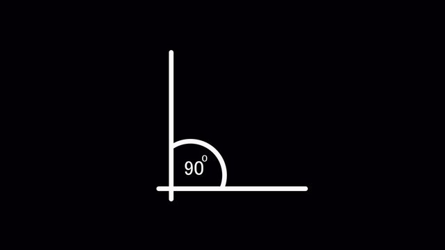 Geometric Right Angle Symbol with a 90 Degree Arc and Label on a Black Background stock 710.mp4