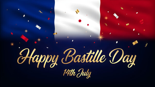 Happy bastille day celebration with french flag