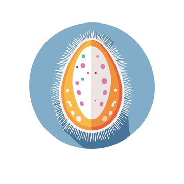 Flat vector illustration of a bacterium cell with cilia