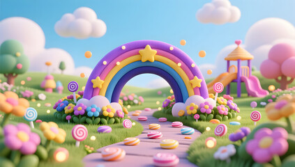 Obraz premium Children Fairy Tale Playground Illustration moon background
