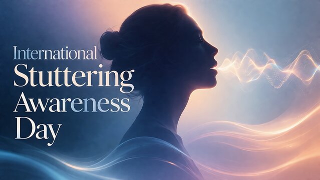 International stuttering awareness day concept with silhouette of a person