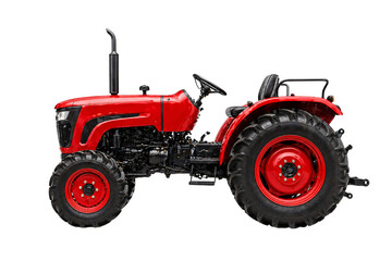 Fototapeta premium Red tractor agricultural vehicle png isolated background