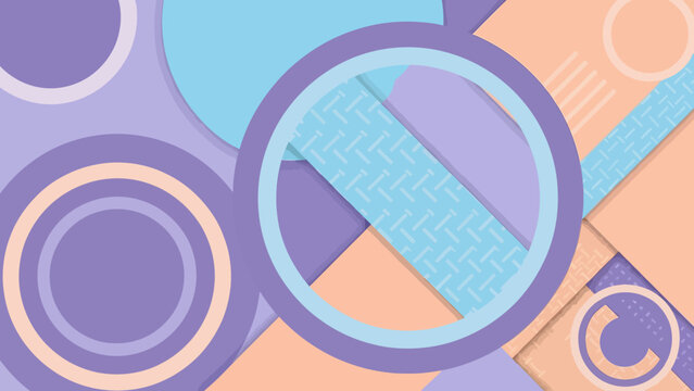 Geometric shapes intersect in a vibrant abstract composition featuring circles and lines.
