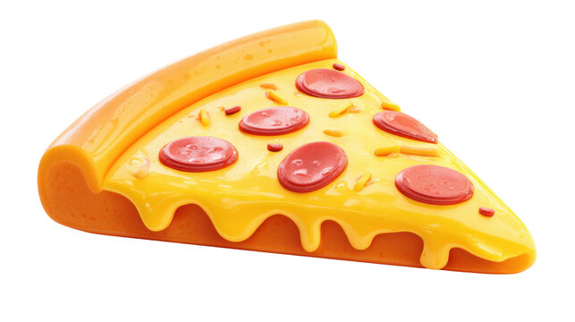 Cheesy Pepperoni Pizza Slice with Melted Toppings Showcasing Delicious Fast Food Flavor for Restaurant Menu Advertising on White background