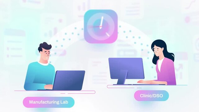 Manufacturing Lab and Dental Clinic Digital Workflow Collaboration with Real-Time Communication Animation
