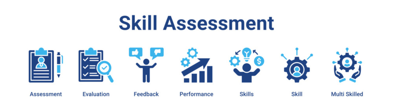 Skill Assessment web banner icon vector illustration concept for business with icon of Assessment, Evaluation, Feedback, Performance, Skills, Skill.