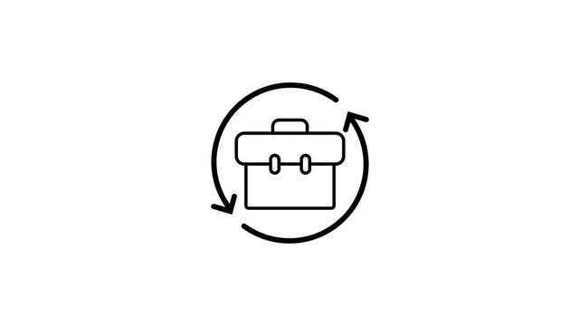 Business briefcase refresh animation: corporate workflow and task management reload