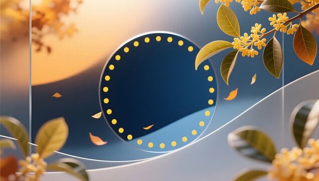 Osmanthus dots blue arc early autumn texture background