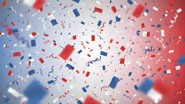 Colorful confetti falling on white