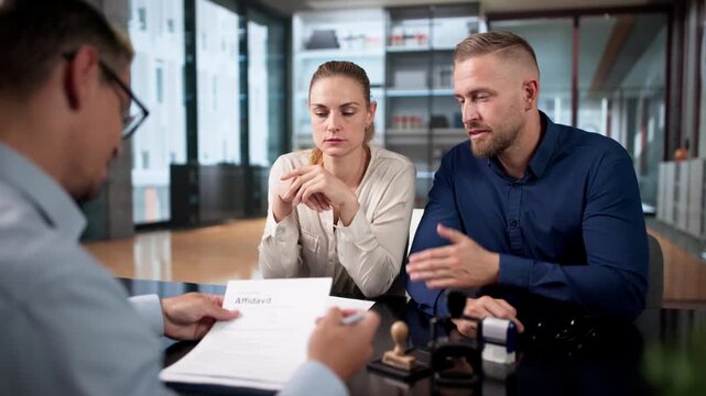 Notary Public Carefully Uses Rubber Stamp