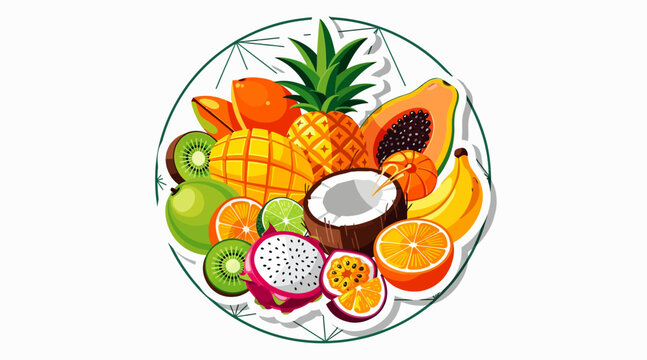 colorful fruit bowl with tropical fruits