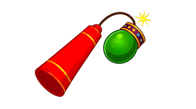 Traditional Indian Diwali Firecracker Anar and Bomb Illustration on White Background