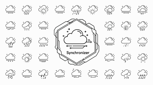 cloud synchronizer icons set