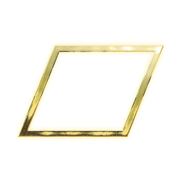 Shining golden sharp parallelogram outline, alpha channel