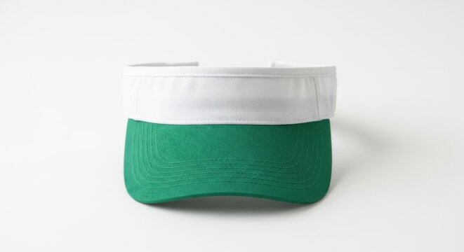White and green sun visor cap for sports.