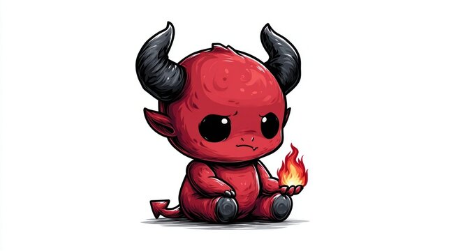 Cute little devil character illustration design