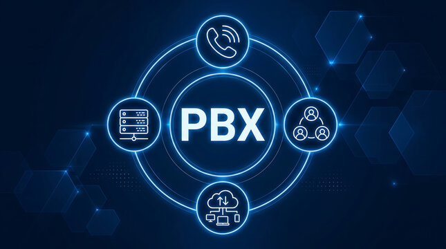 PBX private branch exchange concept, private telephone network used within an organization or business to facilitate internal and external communication
