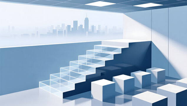 Geometric steps business office background