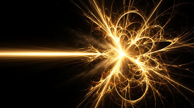 Abstract particle physics atom collision concept with particle collision abstract explosion research scientific background discovery