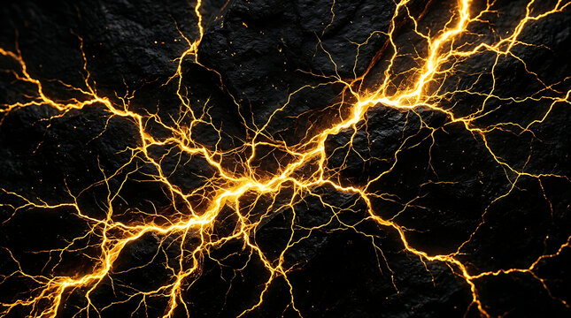Abstract yellow electric lightning network with lightning electricity discharge abstract background