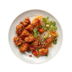 Fototapeta premium Delicious fried chicken bites on a white plate