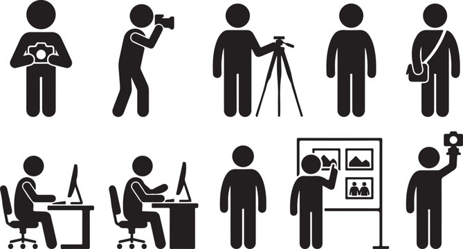 Photography and videography icons in flat design