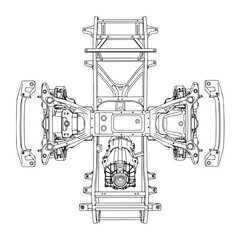 Obraz premium Detailed mechanical drawing of industrial machinery framework