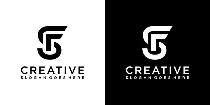 SF or FS initial letter logo design vector concept
