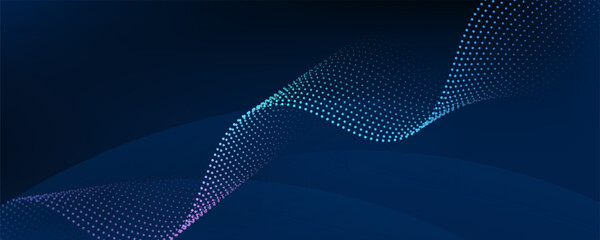 Illustration vector element with abstract wave line, motion pattern and particle dot on dark blue background © Marsub
