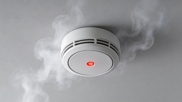 Smoke detector with smoke and red light