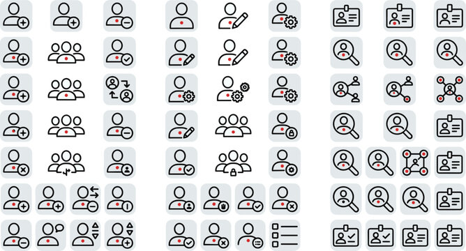 User profile line icon set account management contact avatar human resource customer relationship management minimal vector icons