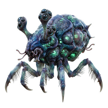 Fictional Alien Creature with Multiple Eyes and Appendages.