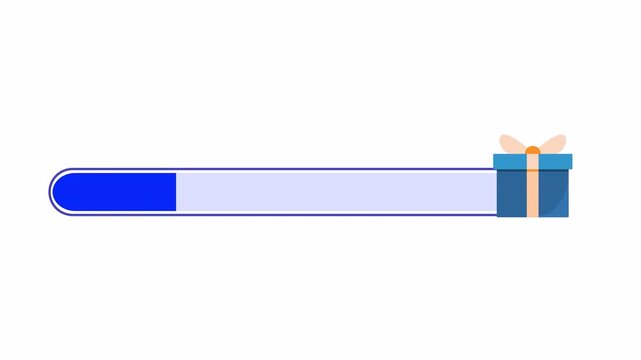 Loading progress bar moving towards gift box icon for loyalty reward animation, loading progress bar with gift box reward concept motion graphic.