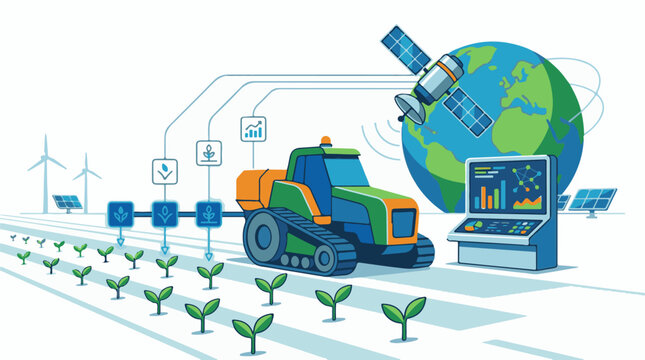 Automated farming with global data integration and renewable energy
