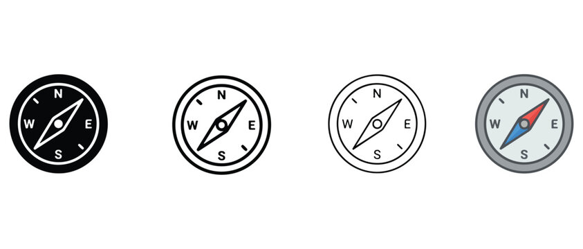 compass icons in various styles isolated on white background for navigation and direction  travel and exploration tools
