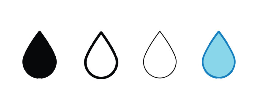 teardrop shapes and colors  black filled teardrop  black outline teardrop  white filled teardrop  blue filled teardrop