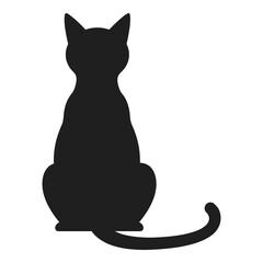 Black cat silhouette sitting on white background looking away  rear view icon © designer_hubs