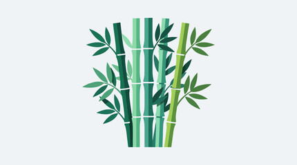 Obraz premium Stylized green bamboo stalks with leaves illustration