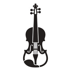 Black silhouette of a violin on white background  musical instrument icon © designer_hubs