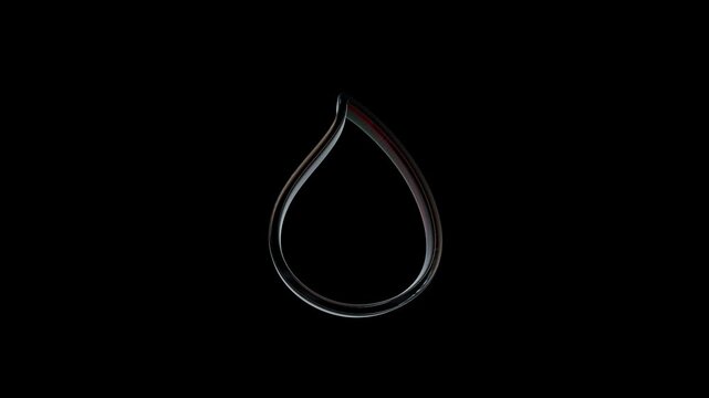 Abstract liquid water drop shape on black background 3d icon