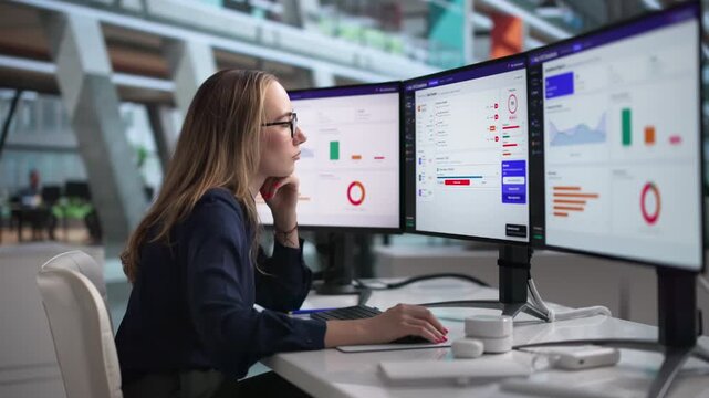 Compliance Officer Using AML Software On Computer
