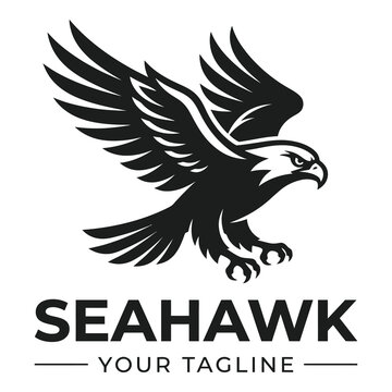 Seahawk bird flying with wings spread and sharp claws visible icon
