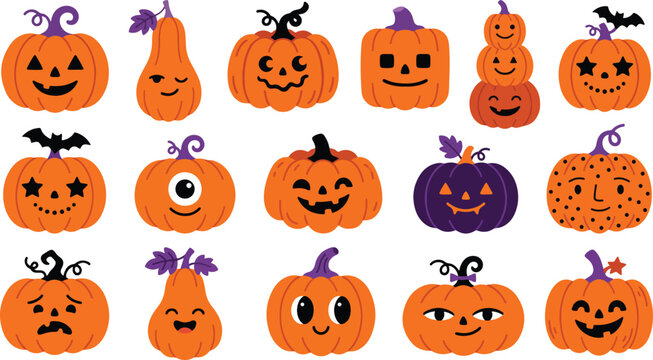 Image 4: Festive halloween pumpkins collection jack o' lanterns smiling faces and spooky designs for autumn celebrations