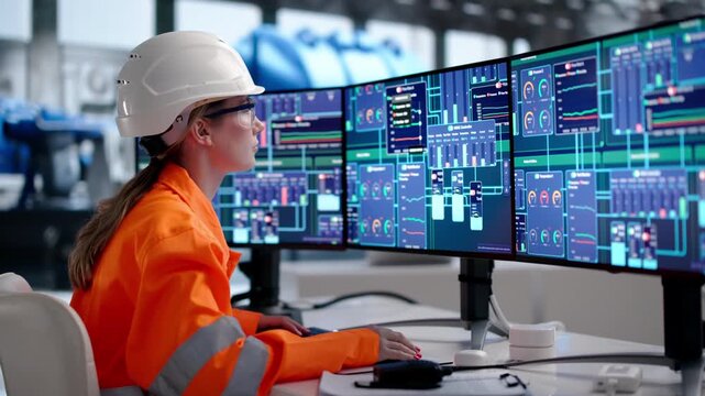 Engineer Carefully Monitors Gas And Oil Plant System