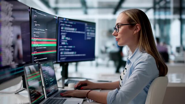 Software Developer Reviews Code Differences