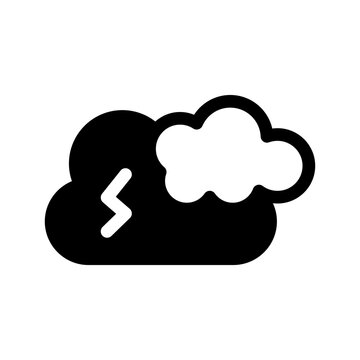 A dramatic storm cloud with lightning bolt flashes in the dark sky.