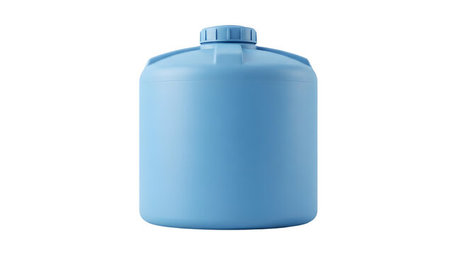 Light blue plastic water tank with cap on top.